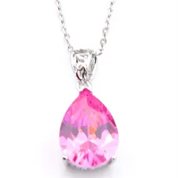 Luckyshine 10 Pcs Elegant Pendants Jewelry Teardrop Shaped Pink Topaz Zircon Pendants for Necklaces Women Jewelry HO256e