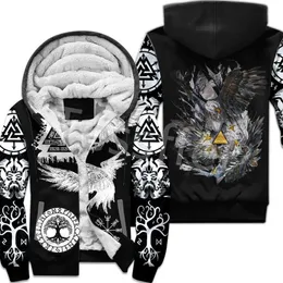 Herren Daunenparkas Mode Tessffel 3DPrint Odin Gott Fenrir Wolf Tattoo Harajuku Winter Dicke Warme Fleece Hoodies Casual Mantel Reißverschluss Jacke X3 230922