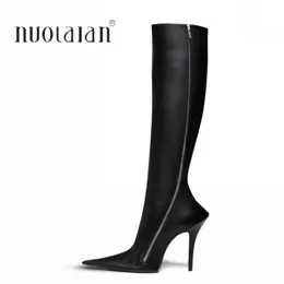 Winter Brand Women Autumn 8 Long Pointed Toe Hit Knee Boots Fashion High Heels Shoes Woman 230923 99868 996