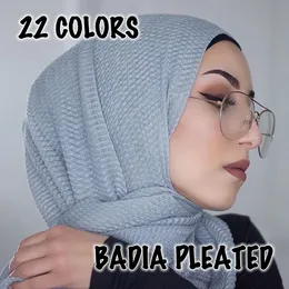 Szaliki kobiety moda solidne hidżabs szalik plisowany islam szal głowa głowa miękka długa muzułmańska kryminana wiskose zwykła hidżab 230922