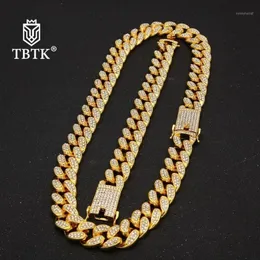 TBTK 13mm 20mm Miami Cuban Link Chain Necklace Armband Full Iced Out Rhinestones Bling Bling Hiphop Smycken för Men1238W