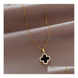 Luxury Esigner Necklace For Women Fashionable Four-Leaf Clover High-Quality Titanium Steel 18K Gold Pendant Jewelry Drop Delivery Dhbrl
