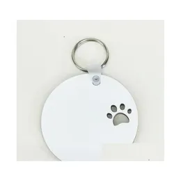 Party Favor 2021 New Puppy Keychain Sublimation MDF Key Ring Paw Print träkedja Creative Dog Tag Drop Delivery Home Garden Festive DHIFC