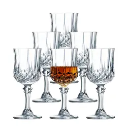 エンボス加工されたデザインを備えた6つのガラスステムウェアのワイングラスセットアニバーサリーウェディングパーティーのためのガラス製品230923