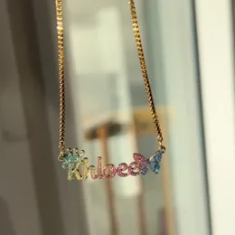 Pendanthalsband 3umeter Anpassat namn Halsband Bambuörhängen för kvinnor Personlighet Bling Letter Choker Hoop Earring Rostfritt stål Smycken Gift 230922