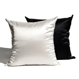 Cushion Decorative Pillow Solid Silk Pillowcase Slip Imitated Mulberry Plain Bed 100 Satin Queen Case Cover King Twin Home White Soft Comfortable 230923