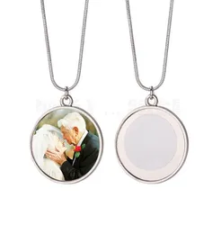 Fashion Sublimation Blank Pendant Necklace Heat Transfer Round Creative DIY Gift Party Decoration Necklaces With Chain8664993