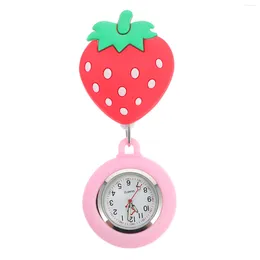 Pocket Watches Bord Pocketwatch Cartoon Clip-On Strawberry Silica Gel Hanging Miss Timing