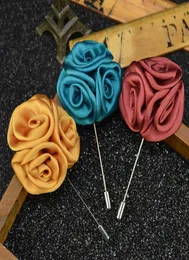 Cheap Flower ball Brooch Lapel Pins handmade Boutonniere Stick with Artificial Silk Flower for Gentleman suit wear Men Acces4857780