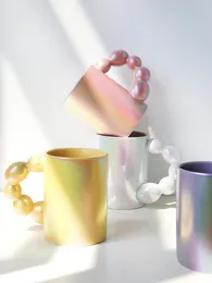 Mugs Ins Korean Style Coffee Cups Ceramic Fashion For Breakfast Milk Juice Tea Handle Cup Matte Color Microwave Safe