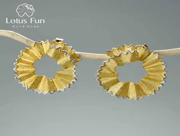 Lotus Fun Creative Pencil Shavings Design Stud Earrings Real 925 Sterling Silver 18k Gold Earring for Women Gift Fine Jewelry 2109439006