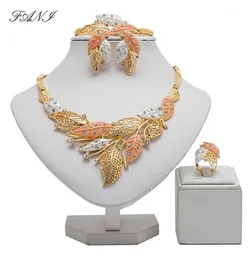 Fani African Beads Flower Jewelry Set Dubai Gold Colorful Jewelry Set Nigerian Wedding woman accessories14645460