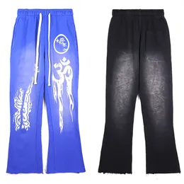 Tasarımcı Pantolon Hellstar Sweetpants Mens Pants Flare Swearpants Vintage Baskı Sıradan Gevşek Sokak Trend 2023 için