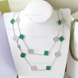 Luxury 105 cm Natural Gemstone Crystal Long Choker Classic 20 Flower Four-Leaf Clover Necklace Designer Titanium Steel PLATING 18K 229S