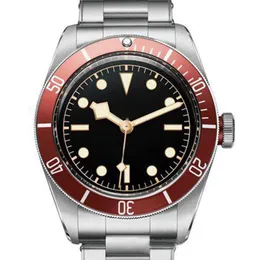 Mode mens l automatiska rörelse mekaniska män armbandsur röda bezel svart urtavla rotor montres solid lås geneve klockor man wa288i