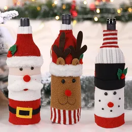 Other Event Party Supplies 3 Styles Christmas Wine Bottle Cover Knitted Santa Claus Snowman Elk Table Dress Up Ornament Xmas Year Home Decoration 230923