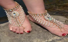 1 pcs New Boho Vintage Anklet for Women Imitation Pearl Tassels Foot Barefoot Sandal Crystal Multilayer Anklet Beach Wedding9904436