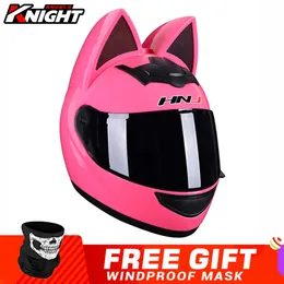 サイクリングヘルメットhnjオートバイヘルメットカスコモトオフロードリムーバブルキャットキャットイヤーフォーシーズン