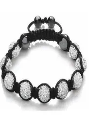 cheapest10mm Mixed White cheap White disco Ball Beads Bangles Crystal Shamballa Bracelet jewelry Christmas Gift3600773