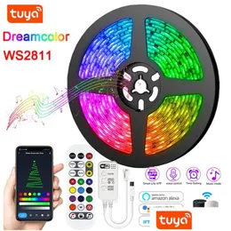 Светодиодные ленты Ws2811 Rgb Strip Rgbic Festoon Tape Light 12 В Лампа Dreamcolor Инфракрасный/Bluetooth/Wi-Fi управление с Alexa для декора комнаты Dro Dhksj