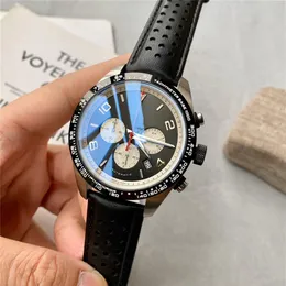 Üst Mens Watch Subdial Work Chonometre Watches Japonya VK Kuvars Hareket Timewalker Orijinal Deri Kayış Fonksiyonel Bilek Swatch W190A