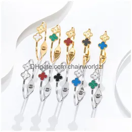 Fashion Classic 4/Four Leaf Clover Charm Bracelets Bangle Chain Gold Titanium Steel Women Girl Motherjewelry Gifts 10 Colors Drop Del Dhst1