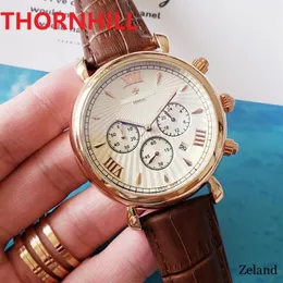 Tous les cadrans fonctionnent marque hommes 42mm montres horloge en cuir véritable montre-bracelet en acier inoxydable mode quartz étanche calendrier hommes Wat226k