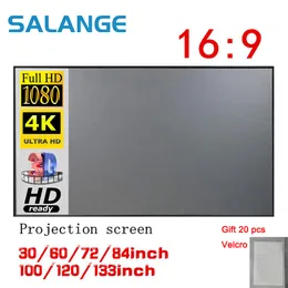 Ekrany projekcyjne Salange Projector ekran 72 84 100 120-calowy ekran przeciw światło do domu Outdoor Outdoor Portable 3D HD Ecran 230923