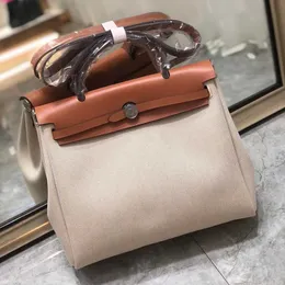 10A quality brand Hremss Kelyss handbags online shop Cowhide Canvas Bag 31 Handbag Womens 2023 New One Shoulder Crossbody High Capacity With Real Logo pan