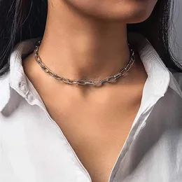 Klasyczny płatek owalny łańcuch linków dla kobiet mężczyzn dla dziewcząt chłopcy - metalowy choker 4 mm 5mm 14 16 18 20 22328J