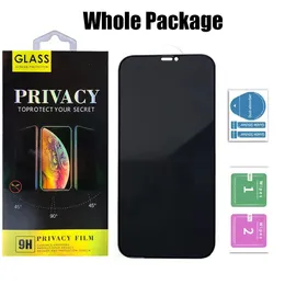 Fullt omslag Intemperatiserat glasskärmskydd för iPhone 15 14 13 12 11 Pro Max XR XS 6 7 Plus Anti-Spy Phone Glass in Retail Box