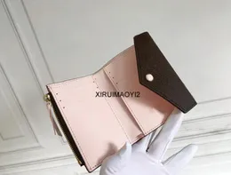 Top quality women original box purses luxury real leather multicolor short wallet Card holder Holders single classic zipper pocket7324533