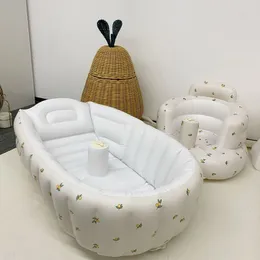 Badkar säten ins baby uppblåsbar baby badkar barn puff portable badstol pvc multifunktionell säte matning stol spädbarn simning pool 230923