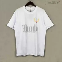 Summer Mens T-shirts Womens Rhude Designers for Men Tops Letter Polos Embroidery Tshirts Clothing Short Sleeved Tshirt Large Teesf411