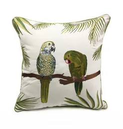 Deluxe Embroidery Parrots Plant Designer Pillow Cover Sofa Cushion Cover Canvas Home Bedding Decorative Pillowcase 18x18quot Sel9241872