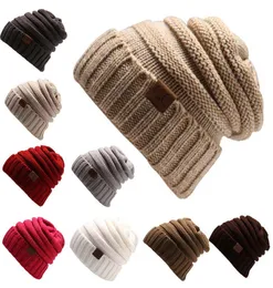 Europe And The United States Fall And Winter Selling CC Ms Labeling Pure Color Winter Hats Wool flanging Knitted Cap1373806