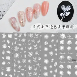 Naklejki Kalkomanie 1 arkusz 3D Nail Art Sticker Białe kwiaty bajki