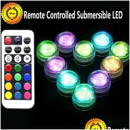 Led Strings 10Pcs Party Mini With 1Piece Battery Remote Control Submersible Table Lamp Indoor Decoration Christmas Wedding Lighting Dhpdc