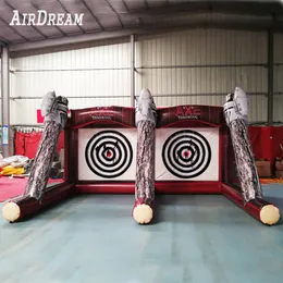wholesale 5mL (16.5ft) PVC-12Axes Double shoot game Inflatable axe throwing football soccer shooting board with air blower and axes