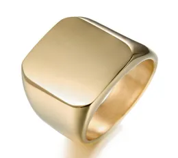 Nieuwe Eenvoudige Stijl Vierkante Grote Breedte Signet Heren Ring Titanium Staal Vinger Multi kleuren Mannen Sieraden Snelle 2386638