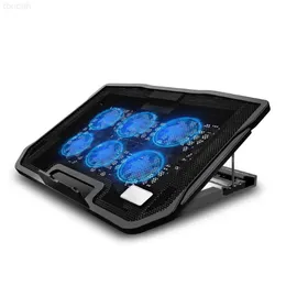 Laptopa podkładki chłodnicze Gaming Laptop Cooler Notebook Cooling Pad 6 Siled LED wentylatory Mocne przepływ powietrza Przenośna regulowana laptopa L230923