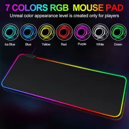 RGB Oyun Mouse Pad Bilgisayar Gamer Mousepad ile hafif büyük kauçuk kaymaz mat büyük pedler PC Dizüstü Klavye Masa Halı 230923