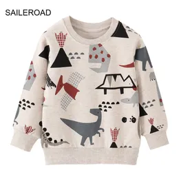 Hoodies Sweatshirts SAILEROAD Frühling Jungen 2-7 Jahre Kleidung Baumwolle Oberbekleidung Cartoon Dinosaurier Baby Tops Mädchen Kinder Kleinkind Hoodie Sweatshirts 230923