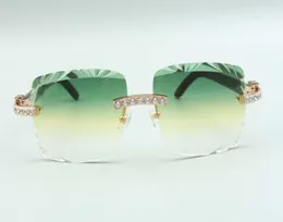 2021 Новейший стиль, солнцезащитные очки с дужками и натуральными гибридными рогами буйвола, 3524020, режущие линзы, XL, очки с бриллиантами, размер 5818140 мм4841793