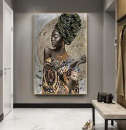 Pintura quadrada completa de diamantes africanos imagens de mulheres negras para bordado redondo mosaico de diamantes adesivos de parede de meninas africanas decor98053020354