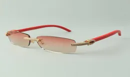 Direct S Micropaved Diamond Solglasögon 3524026 med röda naturliga trätemples Designer Glasögon Storlek 5618135 MM7043762