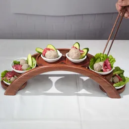 Sushi Tools pentola ponte ad arco piatto sushi barca stoviglie Dessert vassoio dim sum in legno cucina giapponese bento 230922
