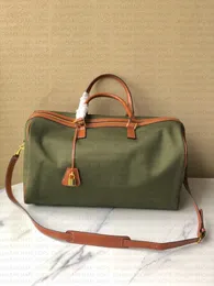 Дизайнерская сумка 1:1, кожаная холщовая дорожная сумка для женщин, большая вместительная сумка через плечо с замком-молнией и ключом 50 см