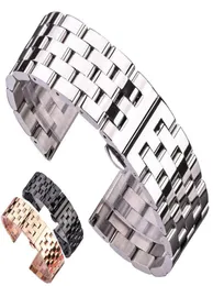 Solid Metal Watchabnds Bracelet Silver Black Rose Gold Men Women 316l Stainles Steel Watch Band Strap 20mm 22mm 24mm 26mm H09158162366