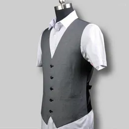 Men's Vests High Quality Slimming Vest Summer Spring Men Casual Suits V-Neck 5 Button Mens Waistcoat Splice Dress Formal Wedding S